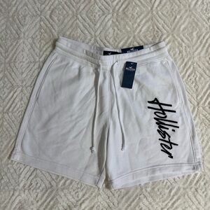 Hollister White Shorts with Black Logo